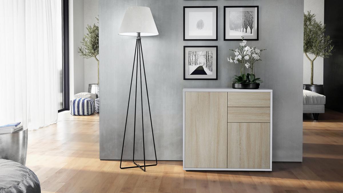 KOMMODE Ben Front in Eiche sägerau - Eiche San Remo, Holzwerkstoff (79/74/36cm) - Vladon