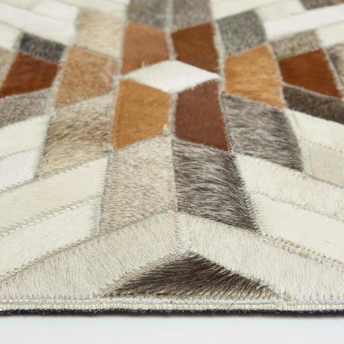PATCHWORK-TEPPICH Leder, Ethno-Muster 90/150 cm - Multicolor, Leder (90/150cm) - Homescapes