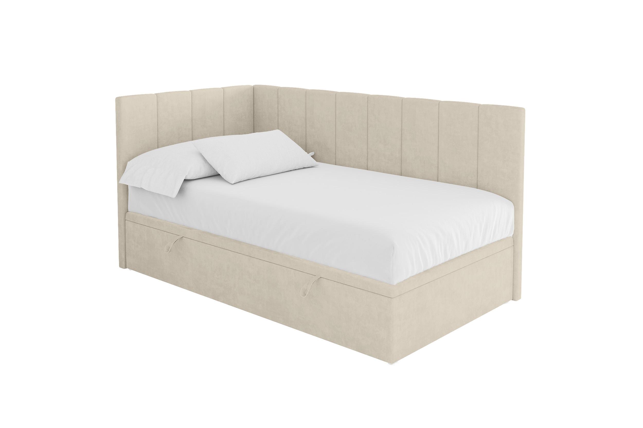 EINZELBETT Jugendbett mit Bettkasten Rechts, ohne Matratze - LOVY 100x200 Beige - Cappuccino, Holzwerkstoff/Textil (100/200cm) - ALTDECOR