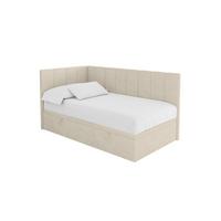 EINZELBETT Jugendbett mit Bettkasten Rechts, ohne Matratze - LOVY 90x200 Beige - Cappuccino, Holzwerkstoff/Textil (90/200cm) - ALTDECOR
