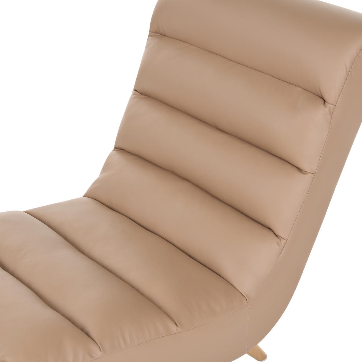 CHAISELONGUE Kunstleder Hellbraun Rives - Hellbraun/Braun, Textil (78/97/160cm) - Beliani