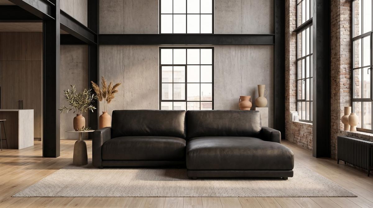 ECKSOFA MARLIN Schwarz Lederfaserstoff - Schwarz, Leder/Kunststoff (168/262cm) - KAWOLA
