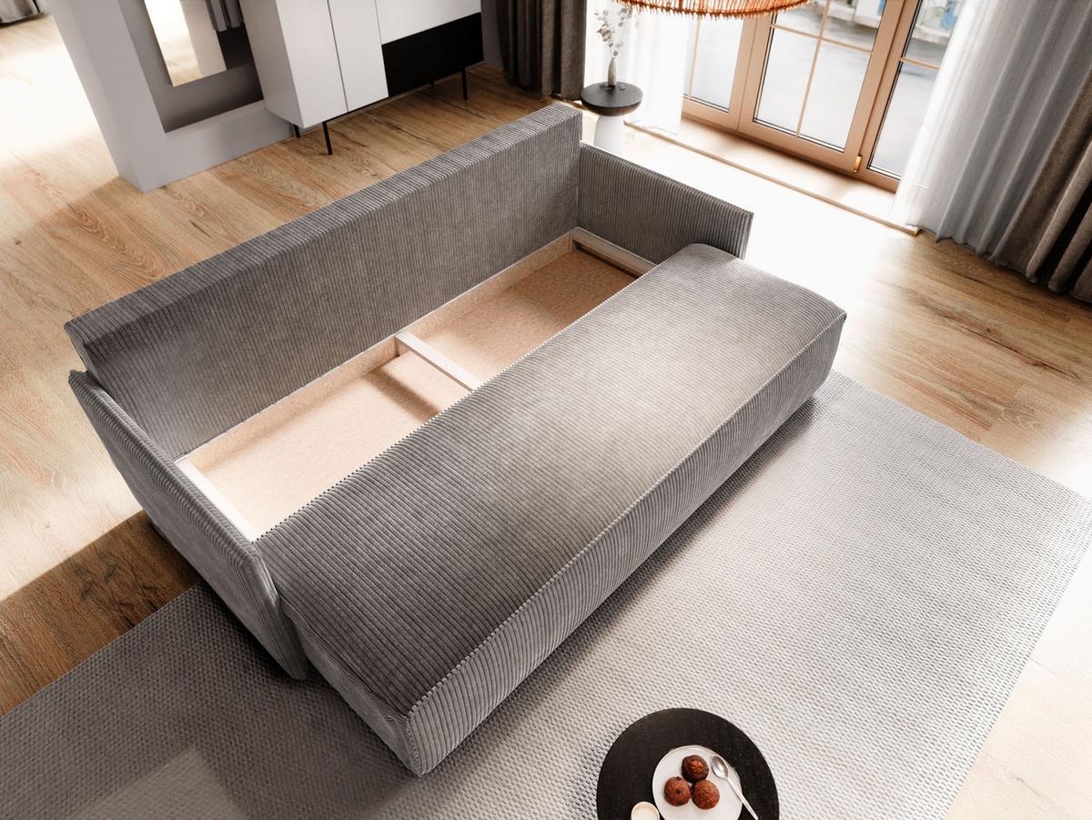 BETTSOFA MESTOR Graphitfarben Kordstoff mit Schlaffunktion - Graphitfarben, Textil (206/83/87cm) - MASSENO