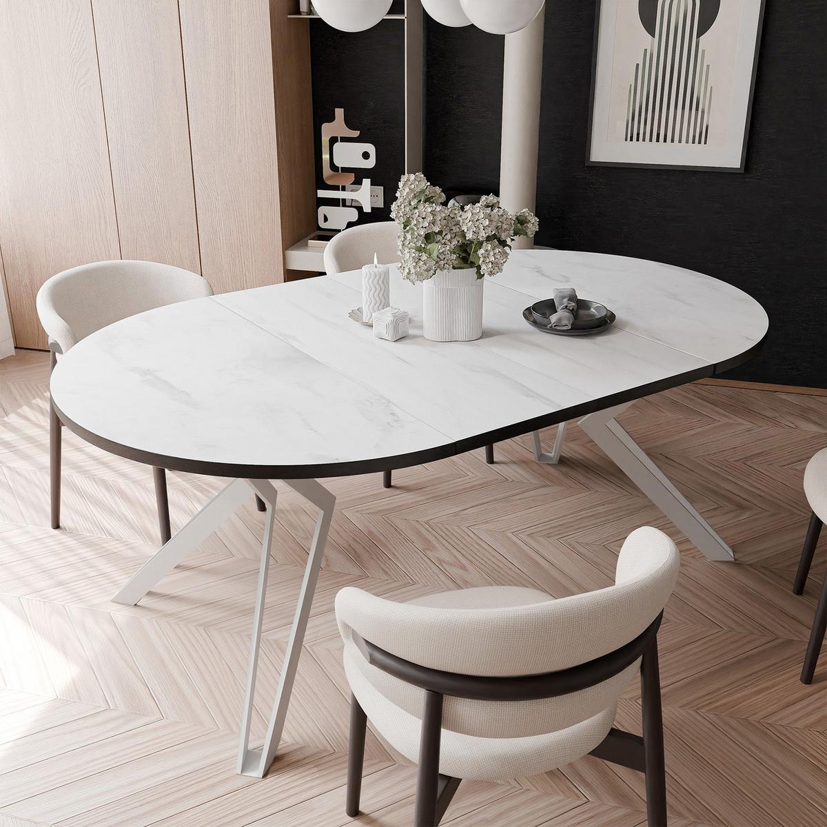 ESSTISCH ausziehbar aus MDF, Weiß - Weiß, Holzwerkstoff (120/120/76cm) - Idohome
