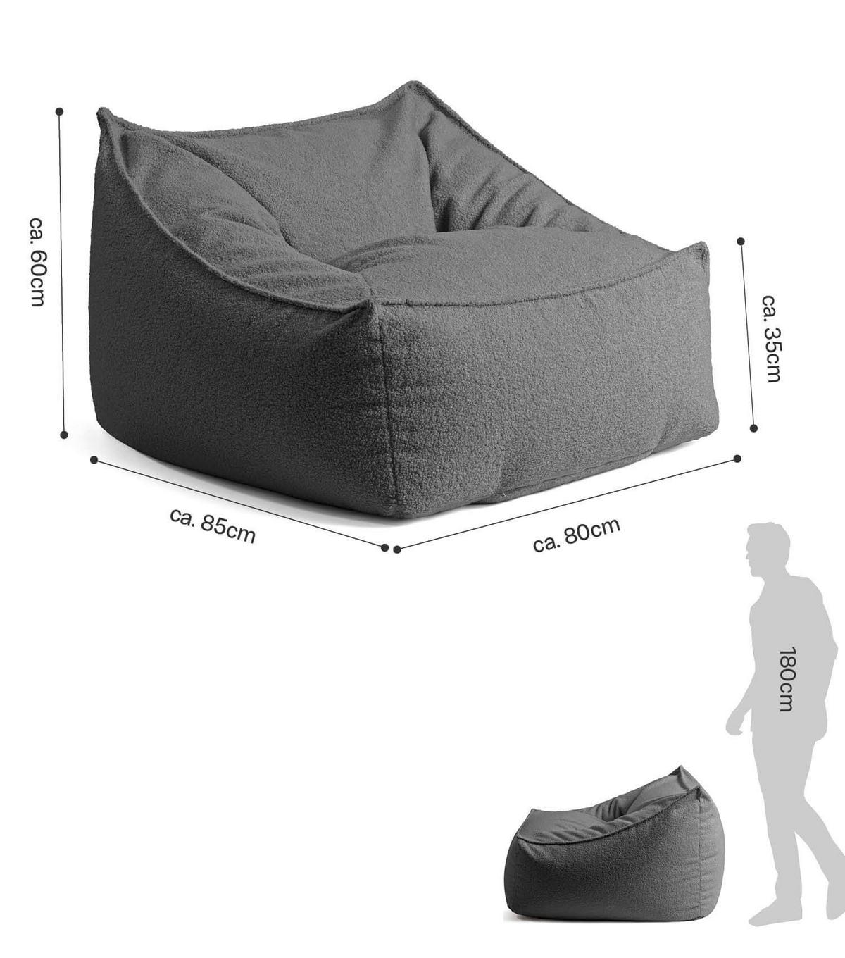 SITZSACK Bouclé Snug - Anthrazit, Textil (95/75/60cm) - Mokebo