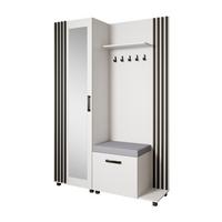 GARDEROBENSCHRANK Livia mit Aufhängern und Spiegel, Weiß, rechts - Schwarz/Weiß, Holzwerkstoff (137/207/42cm) - Beautysofa
