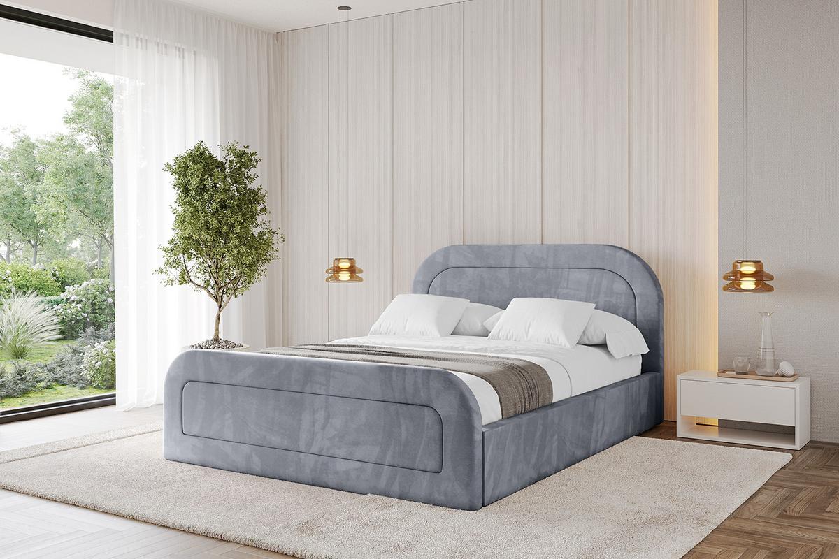 POLSTERBETT mit Bettkasten, Fußteil und Lattenrost, Boxbett mit Matratze H3/H4 - LERAY-Z 120x200 Grau - Grau, Holzwerkstoff/Textil (120/200cm) - ALTDECOR