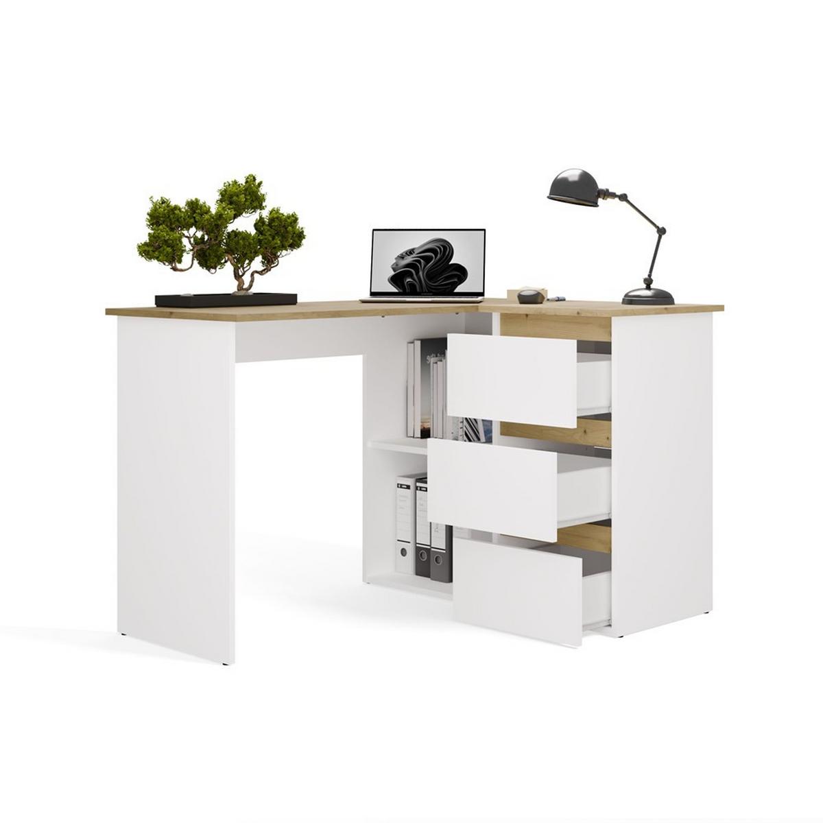 SCHREIBTISCH Weiß, Artisan Eiche 120/75/49 - Weiß/Eiche Artisan, Holzwerkstoff (90/50/75cm) - RAUMHIRSCH FURNITURE
