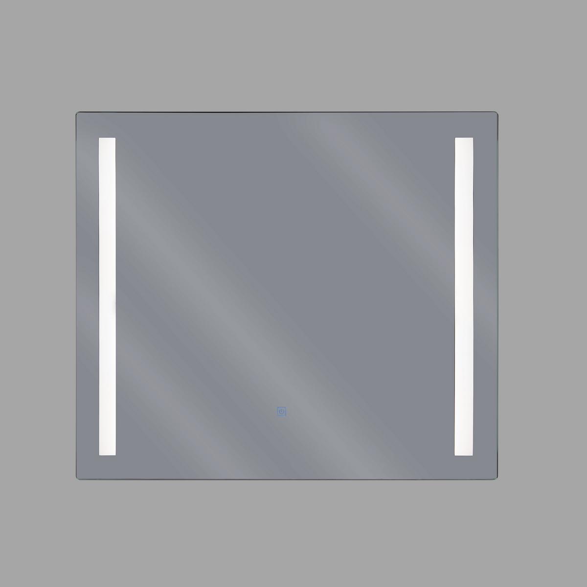 BADSPIEGEL mit LED-Beleuchtung rechteckig 60/70 cm Lirac - Silberfarben, Glas (70/60/4cm) - Beliani