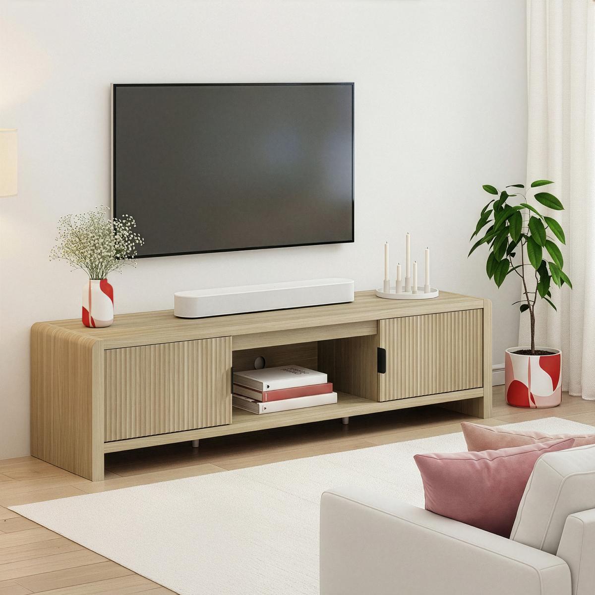 FERNSEHSCHRANK Lukkodso - Eichefarben, Holzwerkstoff (150/40/40cm) - [en.casa]