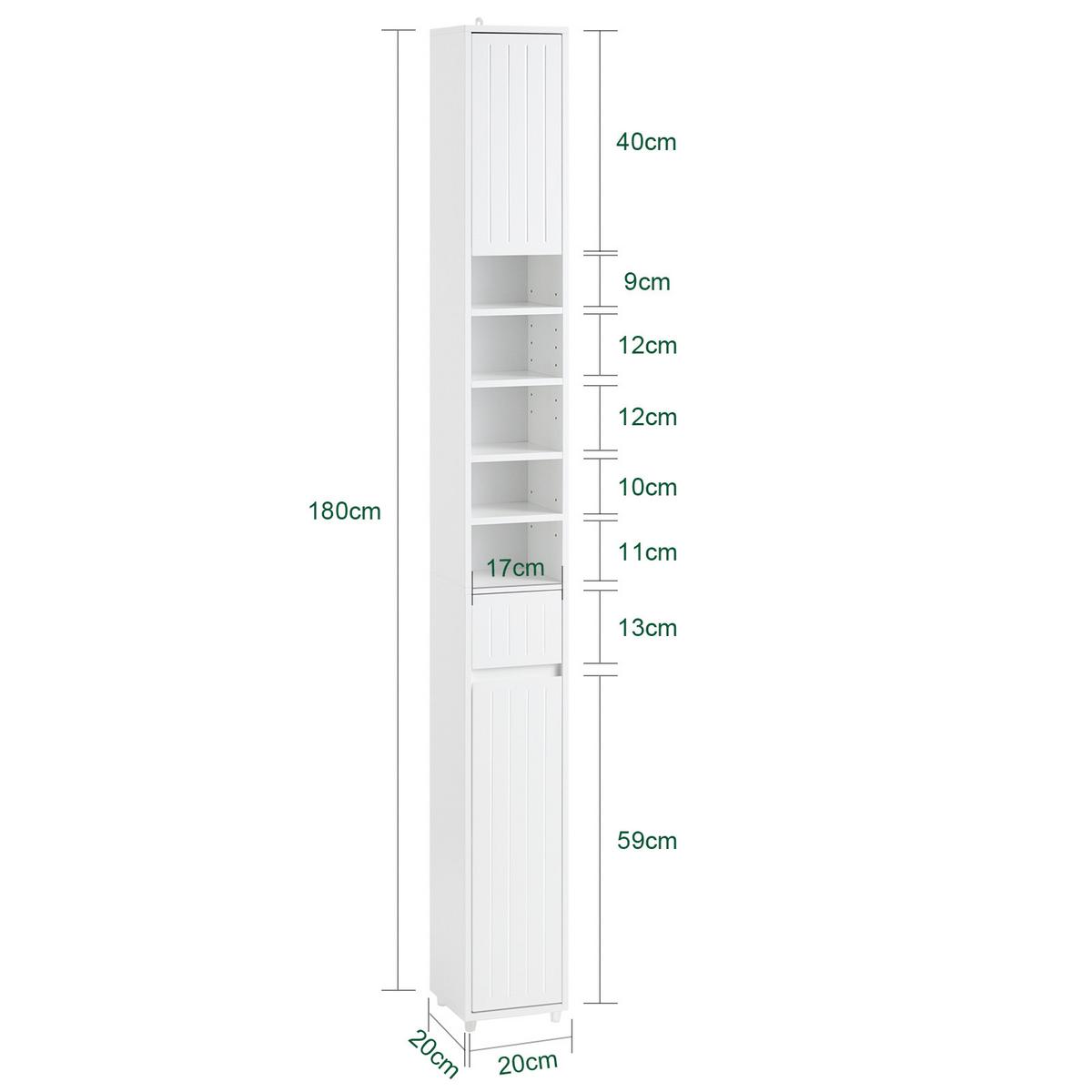HOCHSCHRANK Weiß - Weiß, Holzwerkstoff (20/180/20cm) - SoBuy