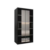 SCHWEBETÜRENSCHRANK 200/100/62 2-türig - Silberfarben/Schwarz, Holz/Kunststoff (100/200/62cm) - MÖBEL KRYSPOL