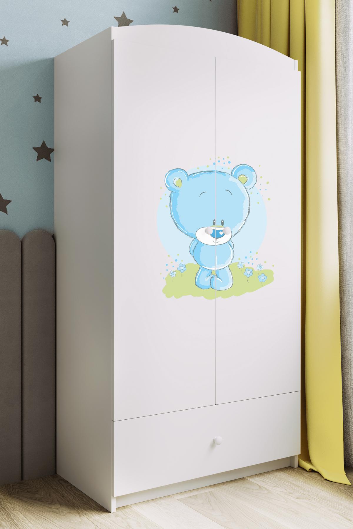 KINDERKLEIDERSCHRANK Blaubär - Weiß, Holzwerkstoff (90/175/52cm) - RAUMHIRSCH FURNITURE