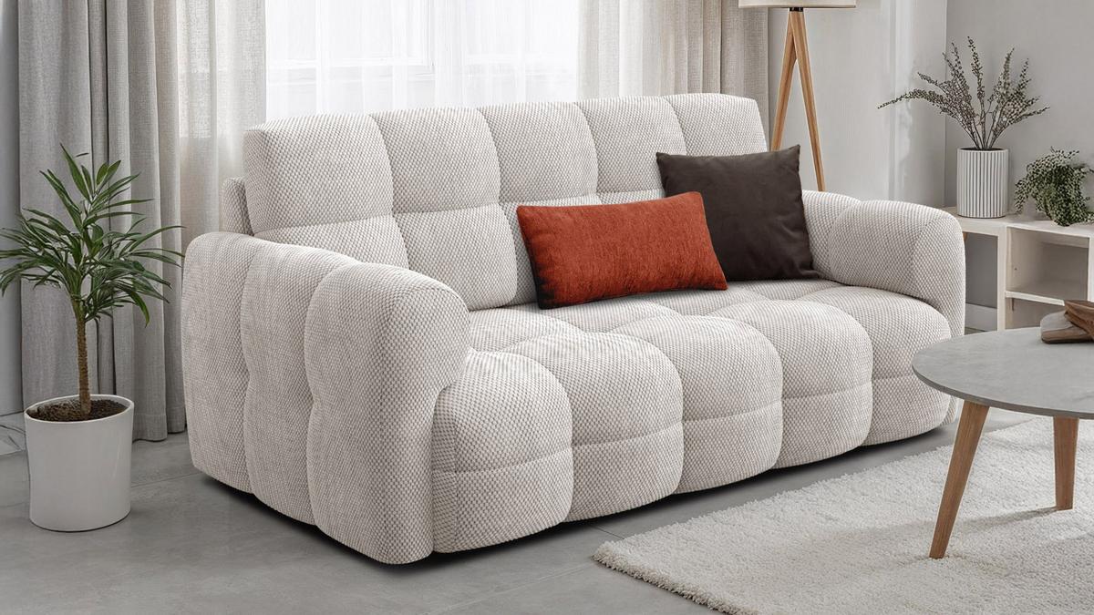 SOFA MELLOW 2,5-Sitzer, creme - Creme/Schwarz, Holz/Textil (183/87/98cm) - Wozimo