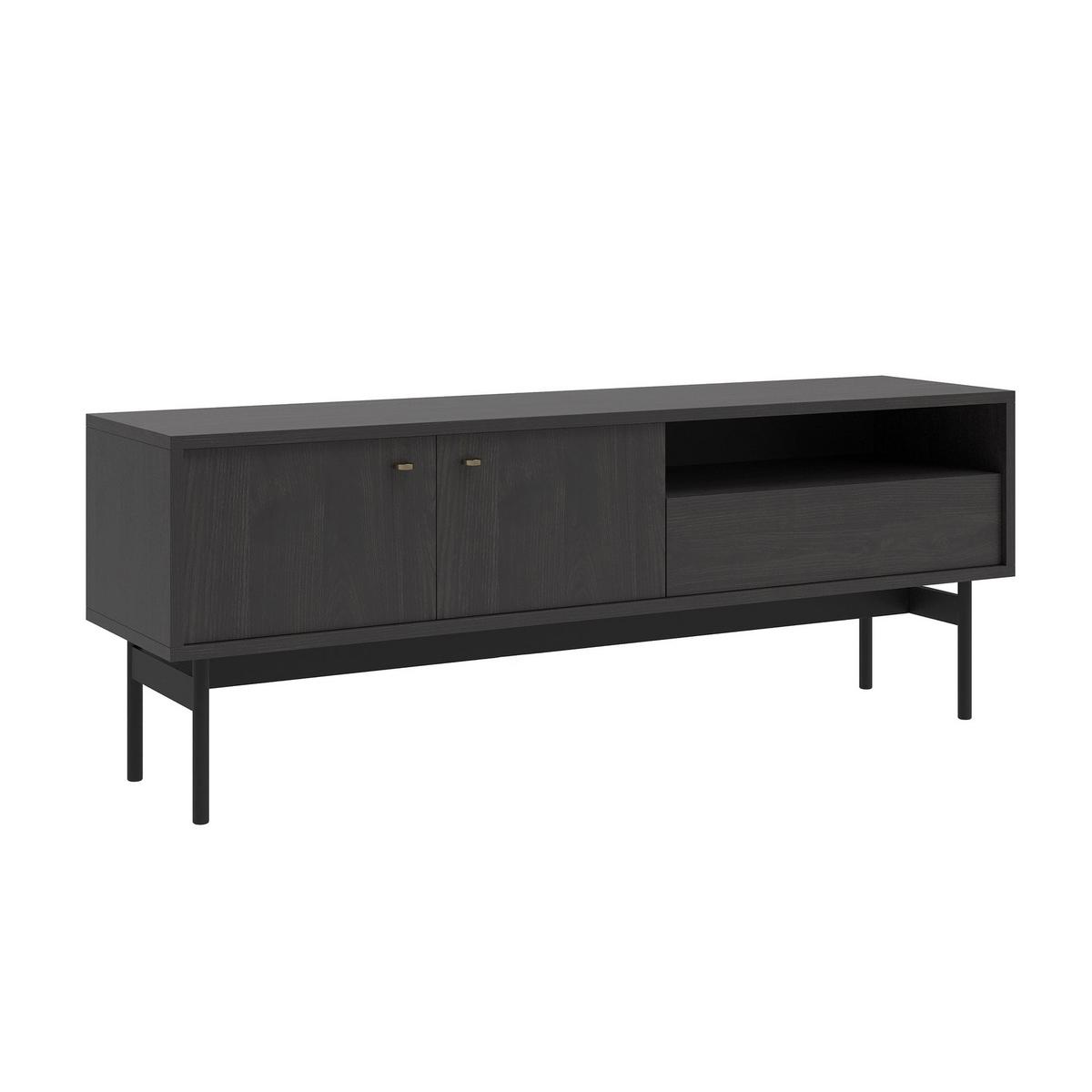 TV-LOWBOARD Olar II ESCHE PORTLAND SCHWARZ 154 CM - Goldfarben/Schwarz, Holzwerkstoff/Metall (154/56.6/38cm) - Selsey