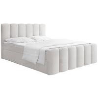 BOXBETT Serenity mit Bettkasten, Boucle Weiß 120x200 cm – inkl. H4 Taschenfederkern Matratze & Foam Topper - Schwarz/Weiß, Holz/Holzwerkstoff (120/200cm) - WFL GROUP