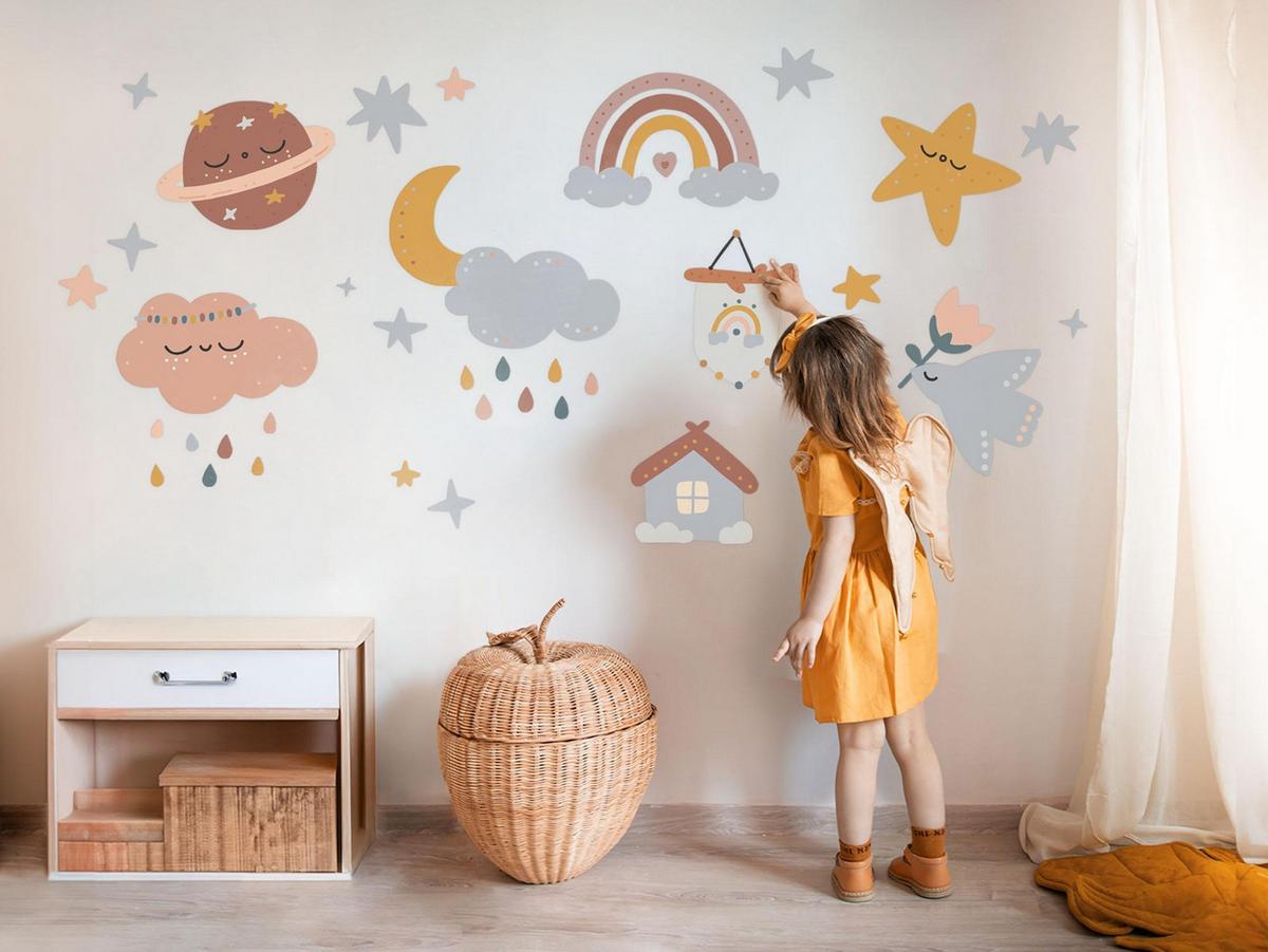 WANDAUFKLEBER 80x132cm - Elemente des Himmels - Multicolor, Kunststoff (80/132/0.1cm) - Wallfluent
