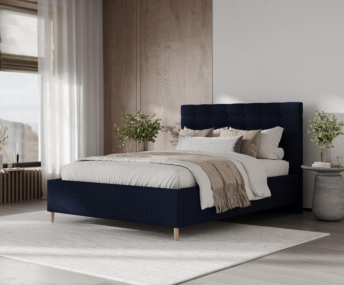 POLSTERBETT Soma 160/200 cm Marineblau im Riva Stoff - Naturfarben/Dunkelblau, Holz/Holzwerkstoff (160/200cm) - AltaBeds