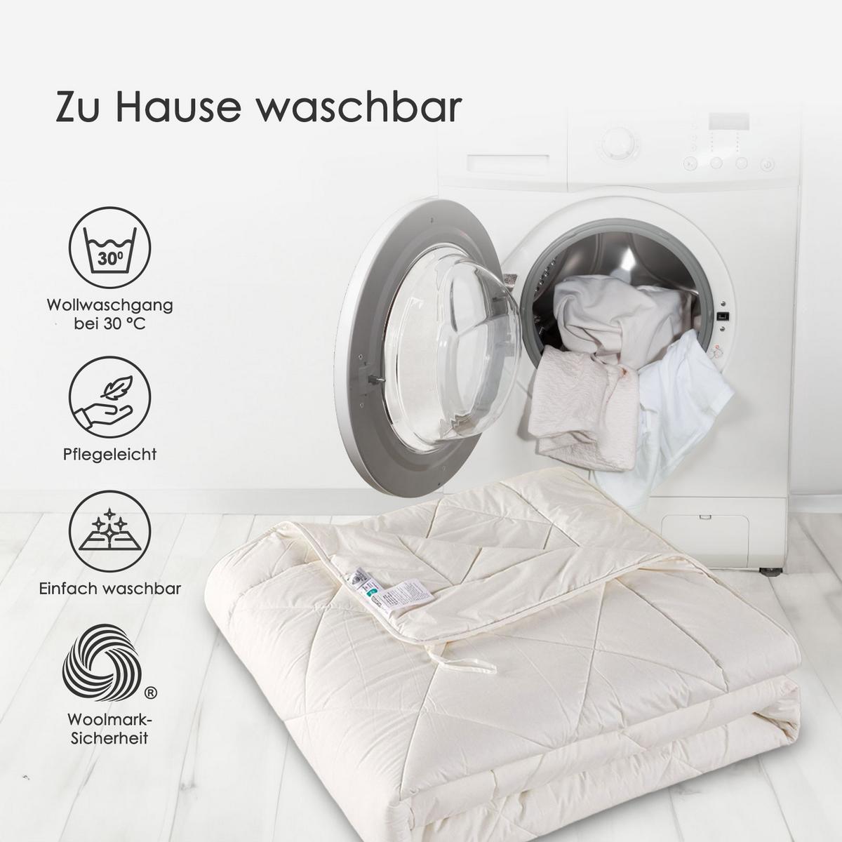 WINTERBETTDECKE Schurwolle 200/200 cm - Weiß, Textil (200/200cm) - Homescapes