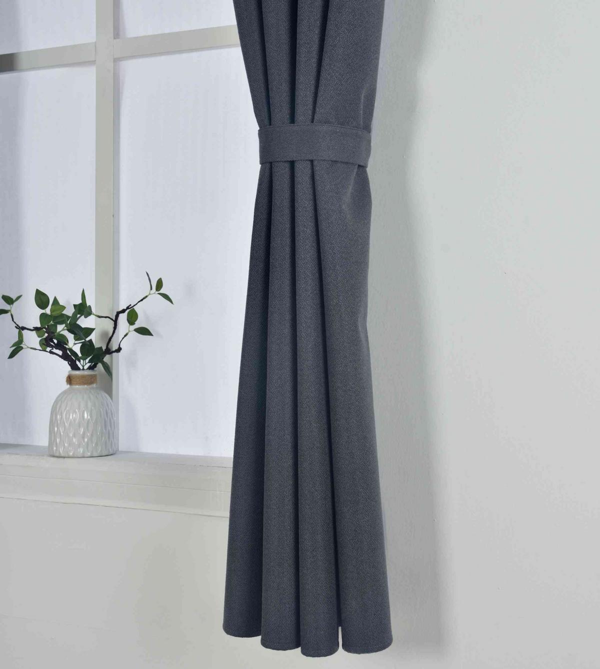 VORHANG 2ER SET »München Dark« HxB 175x145 cm Dunkelgrau - Dunkelgrau, Textil (145/175cm) - Gardinenbox