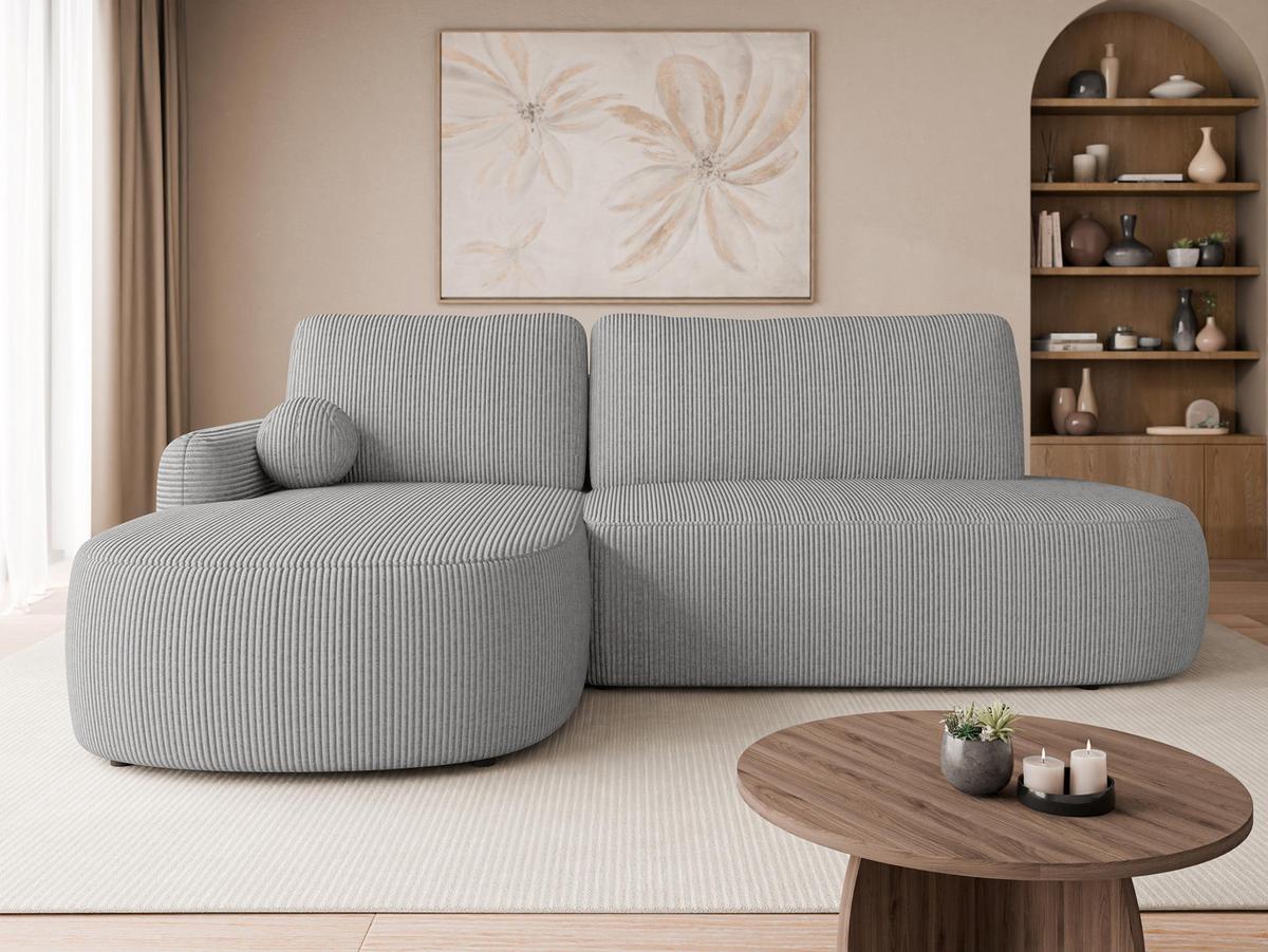 ECKSOFA Loridu O Cord, Seite: Links - Schwarz/Grau, Holz/Kunststoff (274/174cm) - MIRJAN24