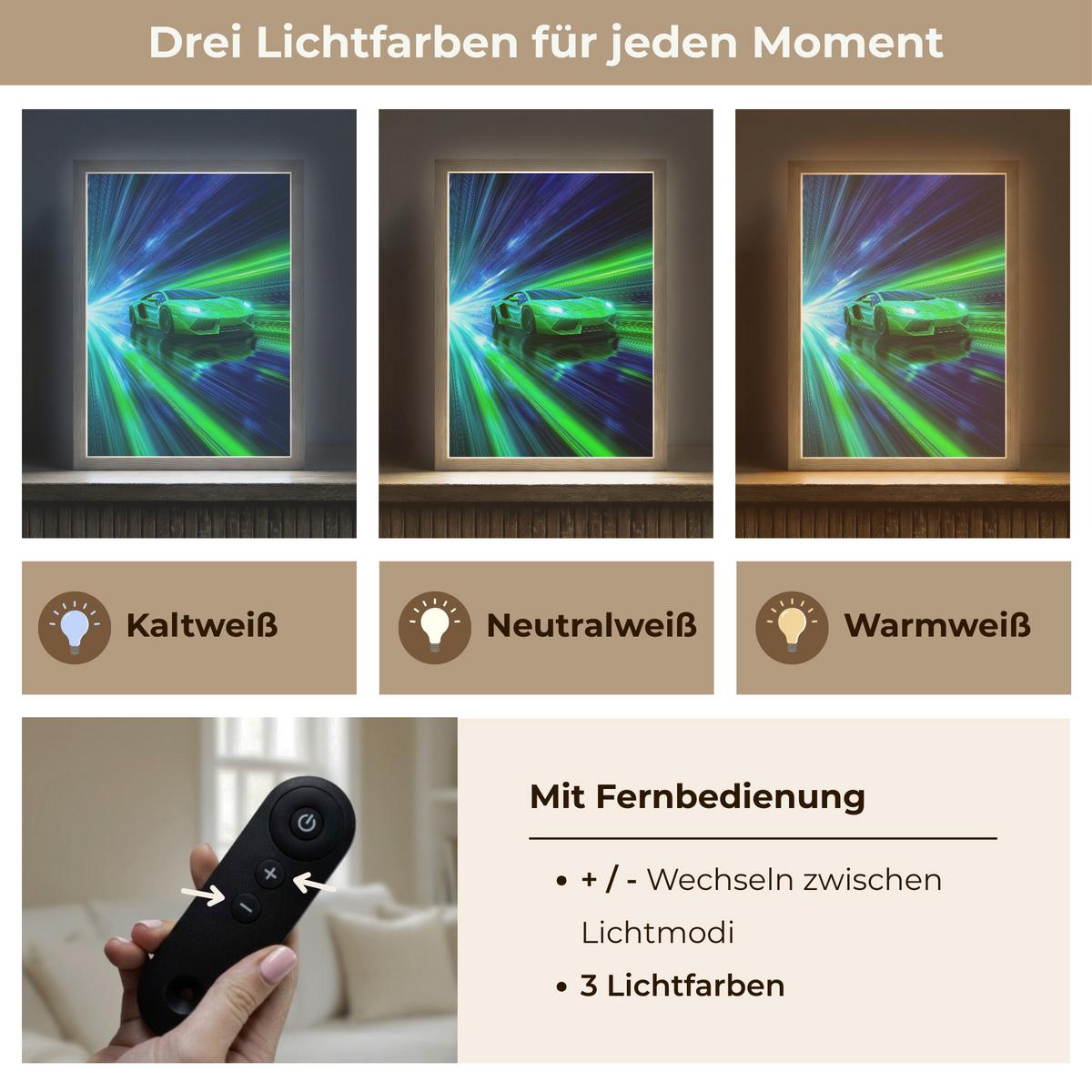 NACHTTISCHLAMPE MIT AKKU Geschwindigkeit - Leicht - Sportwagen - Grün 30x40 cm - Grün, Holzwerkstoff (8/30/40cm) - OnlyWow