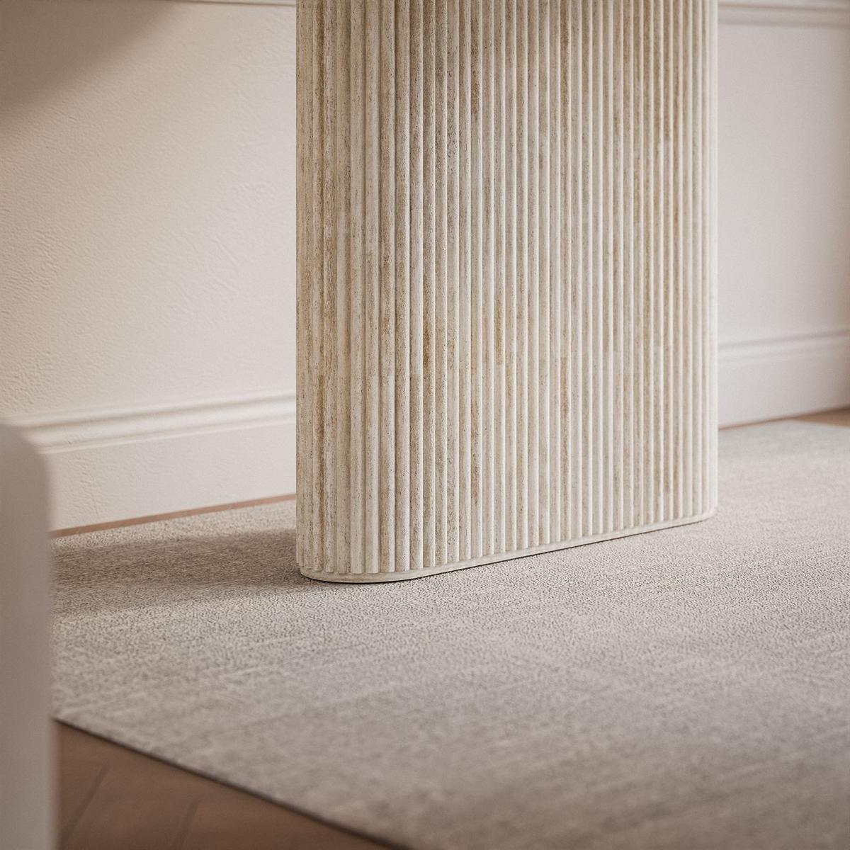 ESSTISCH OVI mit geriffelter Tischbasis Sandstein - Beige, Holzwerkstoff (90/180/75cm) - Lookway