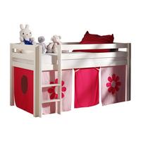 KINDERBETT Karolina 210x114x106 Massivholz Weiß Textilset Flower - Pink/Weiß, Holz (90/200cm) - 58aufmkessel