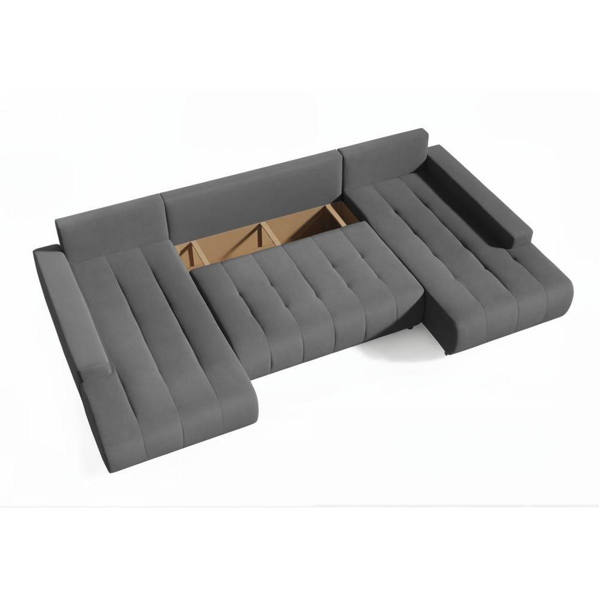 WOHNLANDSCHAFT Draco U dunkelgrau - Chromfarben/Dunkelgrau, Textil/Metall (350/85/185cm) - Beautysofa