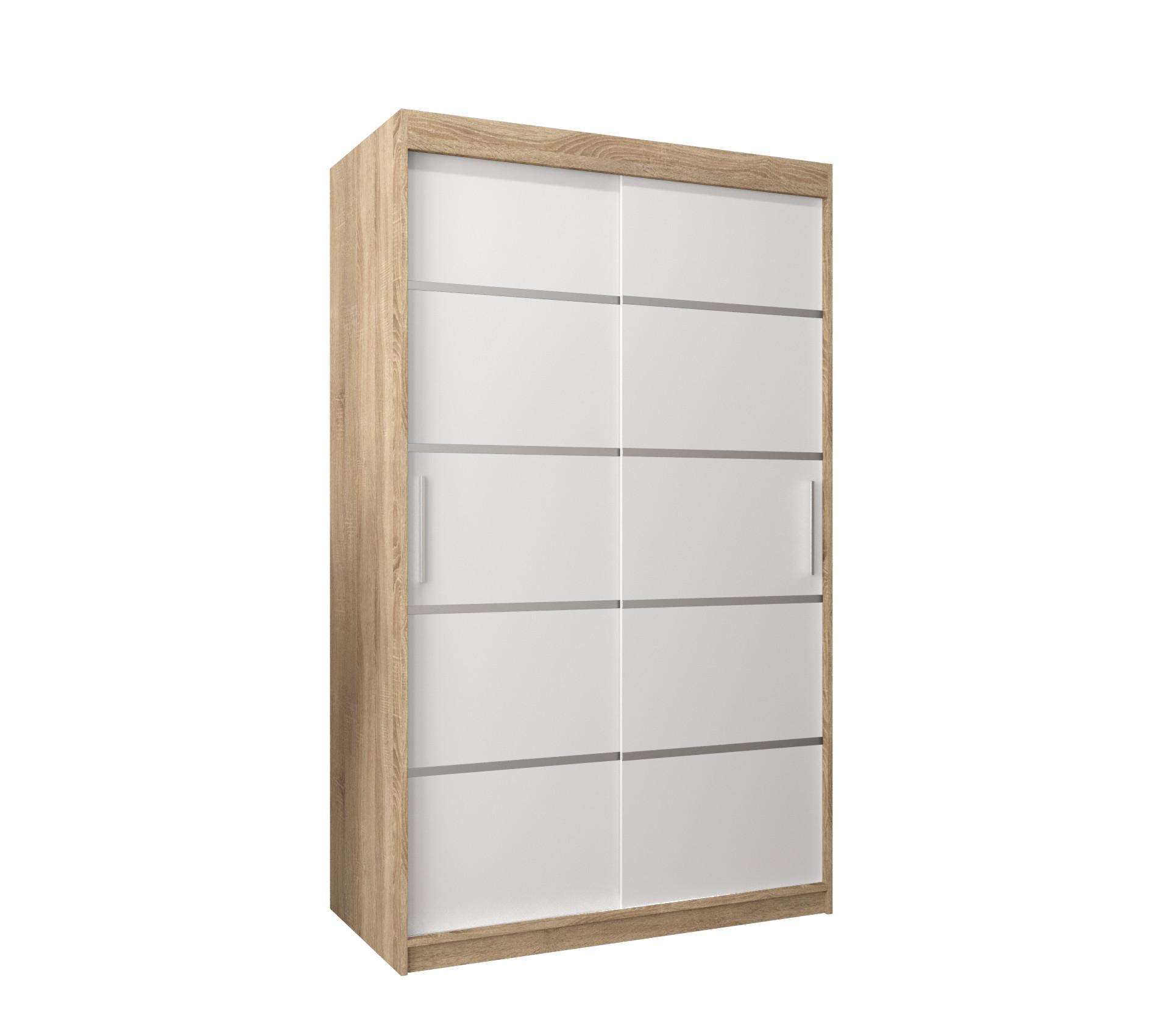SCHWEBETÜRENSCHRANK 200/120/62 2-türig - Silberfarben/Weiß, Holz/Kunststoff (120/200/62cm) - MÖBEL KRYSPOL