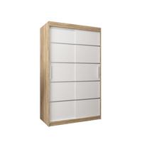 SCHWEBETÜRENSCHRANK 200/120/62 2-türig - Silberfarben/Weiß, Holz/Kunststoff (120/200/62cm) - MÖBEL KRYSPOL