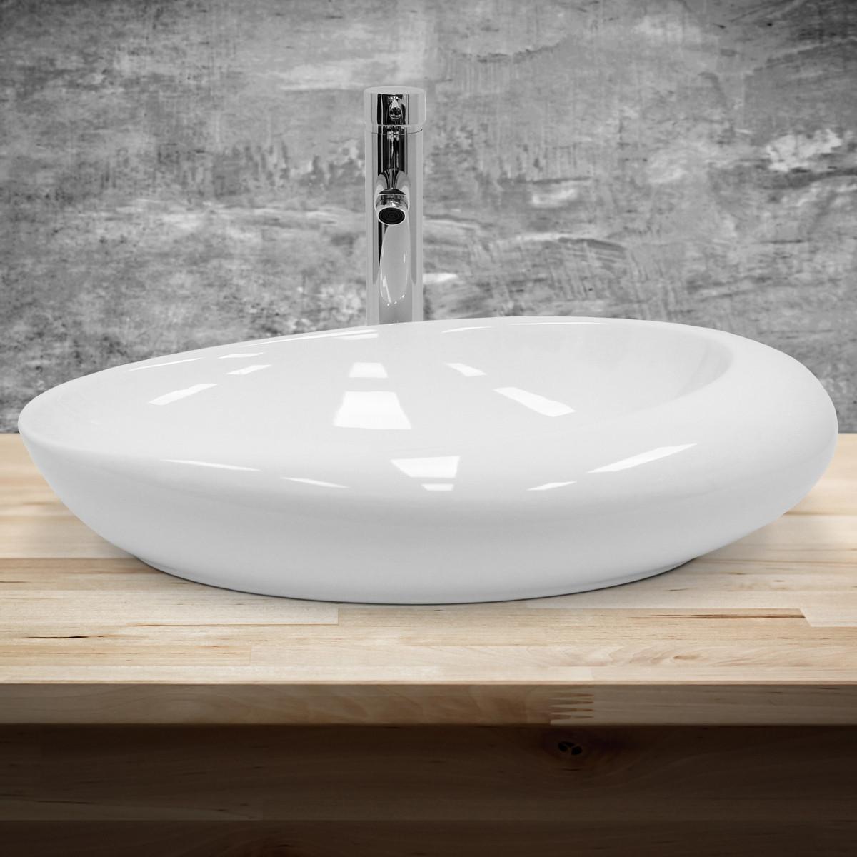 WASCHBECKEN - Weiß, Keramik (37.5/14.5/58.5cm) - LuxeBath