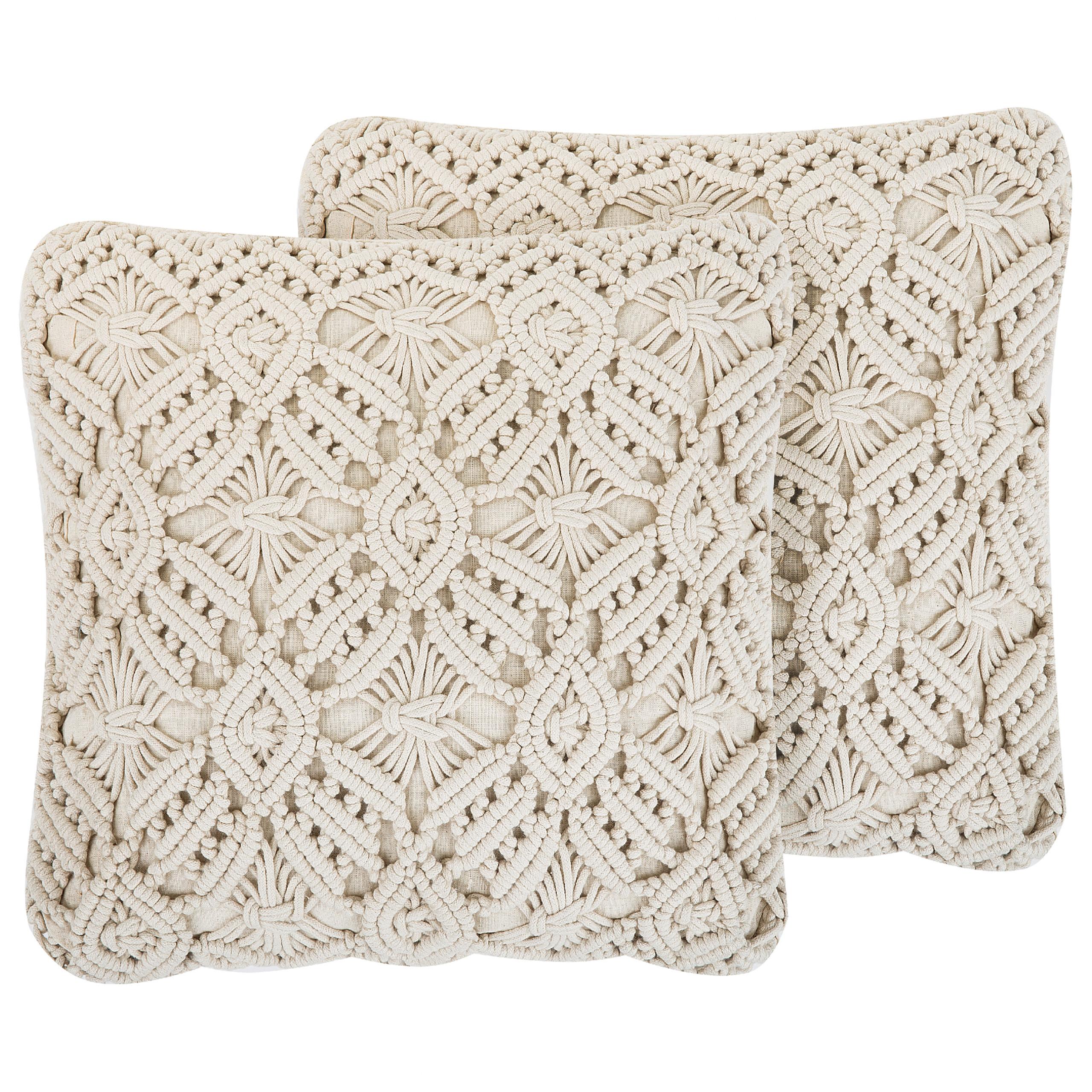 DEKOKISSEN 2er-Set Beige 50/50 cm Esenkoy - Beige, Textil (45/45cm) - Beliani