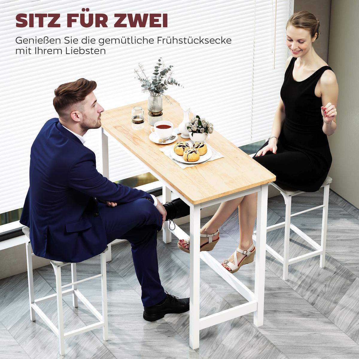 BARTISCH Kautschukholz Eiche - Eichefarben/Weiß, Holz (108/48/91cm) - HOMCOM