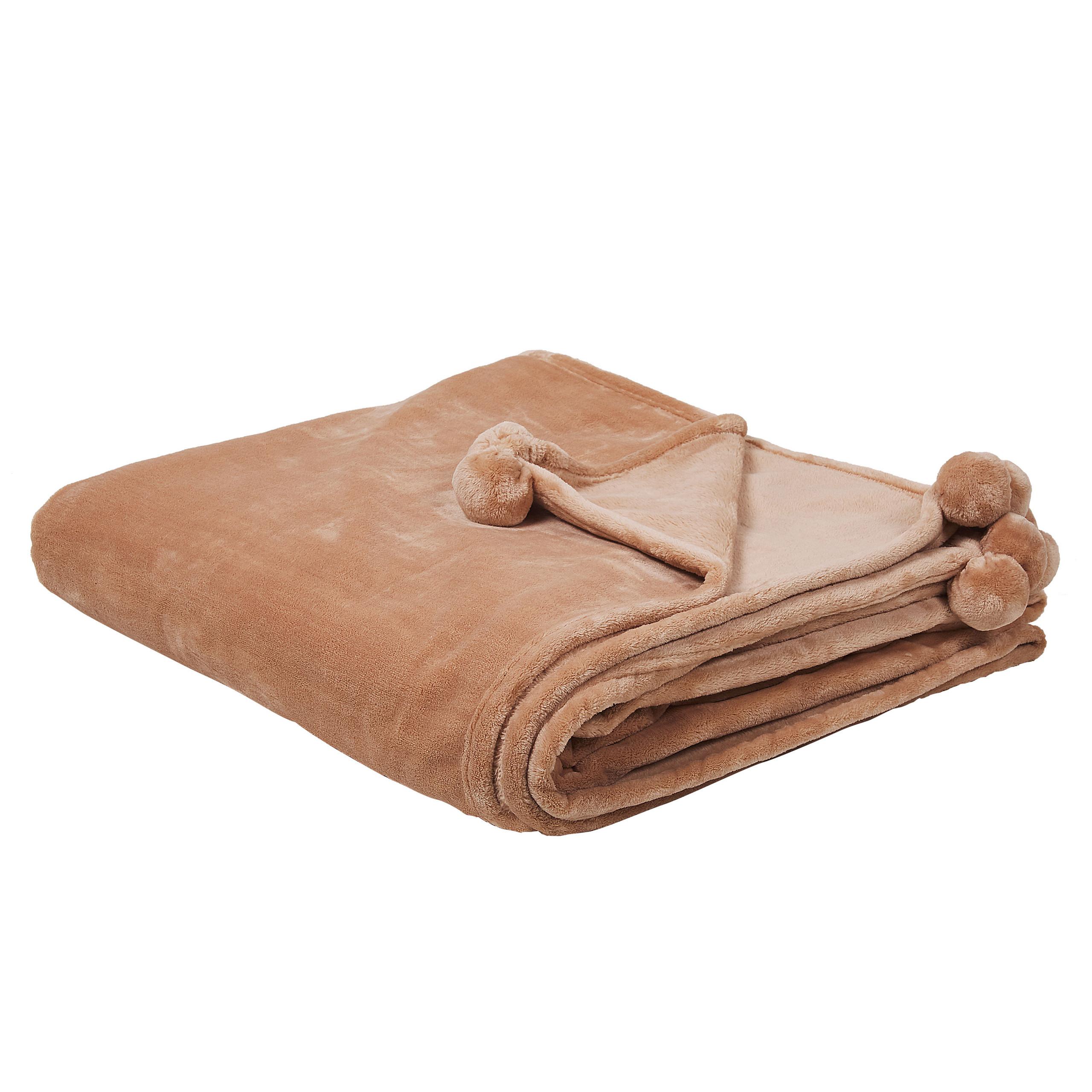 DECKE Hellbraun Terke 220/200 cm - Hellbraun, Textil (200/220cm) - Beliani