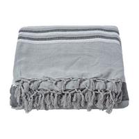 ÜBERWURF Morocco 225/255 cm, 100% Baumwolle gestreift - Grau, Textil (225/255cm) - Homescapes