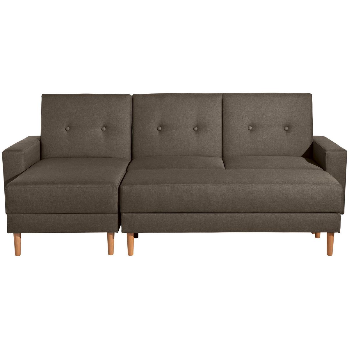 FUNKTIONSSOFA mit Hocker Kattie Flachgewebe braun - Braun, Kunststoff (144/230cm) - 58aufmkessel