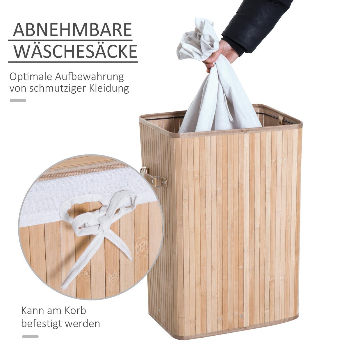 WÄSCHEKORB, Bambus, Natur - Naturfarben, Naturmaterialien (30/60/40cm) - HOMCOM