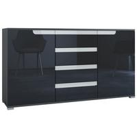 SIDEBOARD Sylt Schwarz Hochglanz / Weiß Hochglanz - Schwarz Hochglanz, Holzwerkstoff (138.5/75.5/35cm) - Vladon