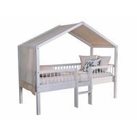 HAUSBETT HALBHOCH 90x200 Keeley Buche Weiß Leiter Himmel - Weiß, Holz (90/200cm) - 58aufmkessel