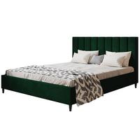 POLSTERBETT LUX Tokio mit Kopfteil, 120 x 200 cm, Doppelbett mit Lattenrost aus Holz, Velourstoff Dunkegrün, Füße in Farbe: Schwarz - Dunkelgrün, Holz/Textil (120/200cm) - Alpi-Möbel
