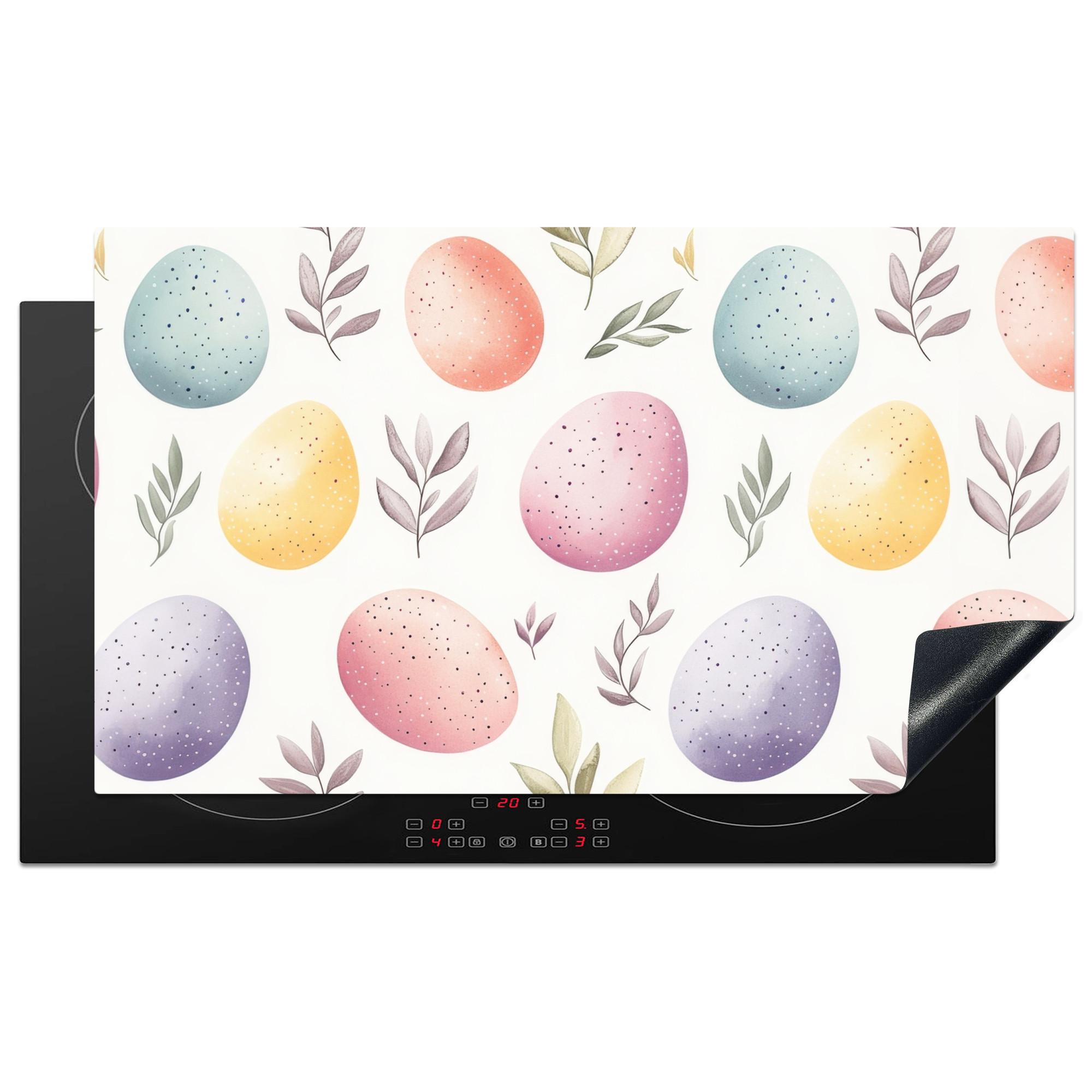 HERDABDECKPLATTE Eier - Bunt - Muster Induktionsschutz 91.6x52.7 cm - Weiß, Kunststoff (91.6/52.7/0.2cm) - MuchoWow