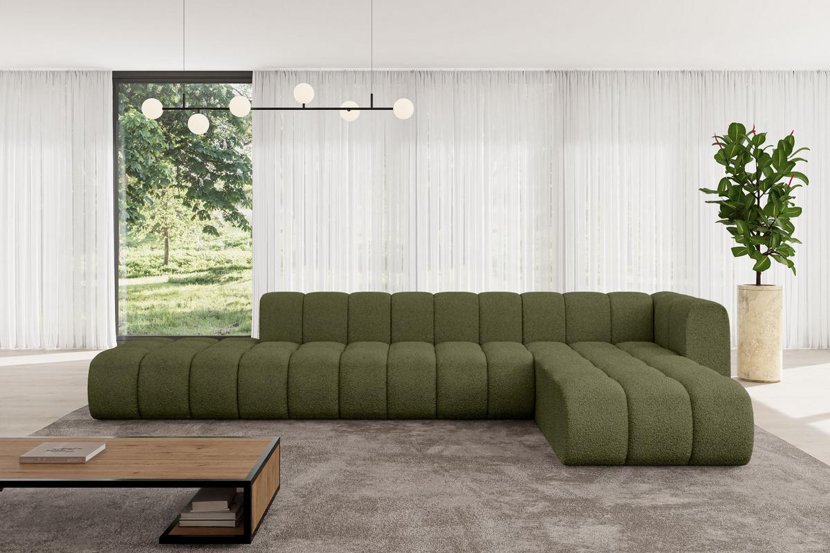 ECKSOFA modulares Sofa Zuvon-L2 - 387x177x70 cm Grün - Grün, Holzwerkstoff/Textil (387/177cm) - ALTDECOR