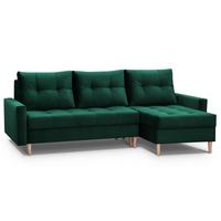 ECKSCHLAFSOFA Halant mit Bettkasten, universelle Ottomane, Veloursstoff, Dunkelgrün - Dunkelgrün, Textil (220/140cm) - Beautysofa