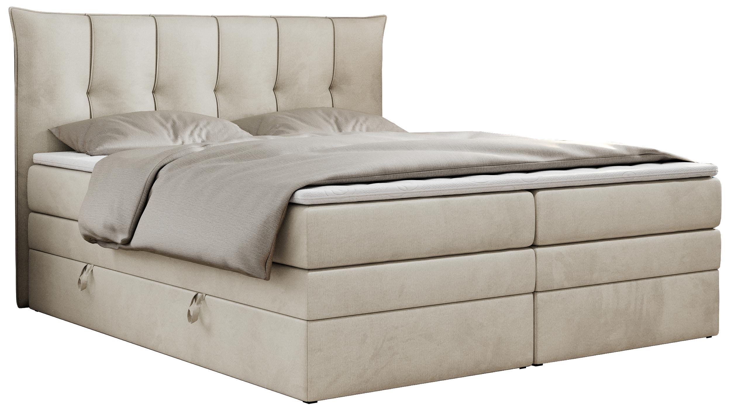 BOXSPRINGBETT PREMIUM 10 KING 180/200 Beige Velvet - H3 - Beige, Holz/Textil (180/200cm) - MKS