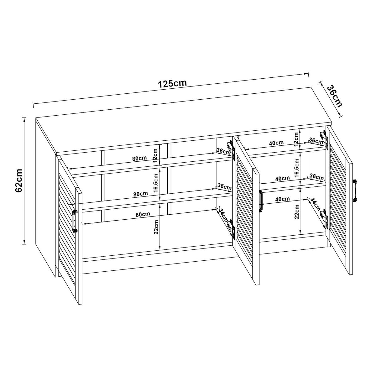 SCHUHSCHRANK Løten - Weiß, Holzwerkstoff (125/62/36cm) - [en.casa]