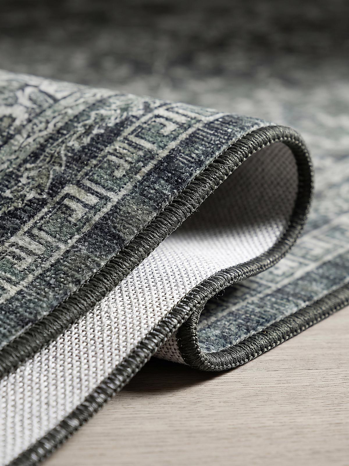 TEPPICH Kurzflor, waschbar, mit floralen Ornamenten, VERNANTE in Grün-Grau, 120 x 170 cm - Grün, Textil (120/170cm) - KADIMA DESIGN
