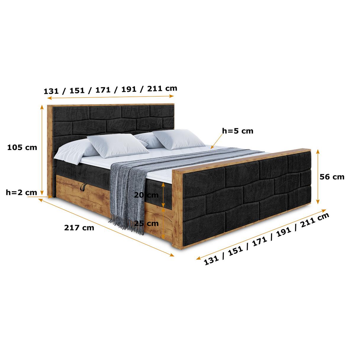 BOXBETT mit Matratze H3 und Lattenrost - LOLLI8-Z - 120x200 - Schwarz Casablanca - Schwarz, Holzwerkstoff (120/200cm) - ALTDECOR