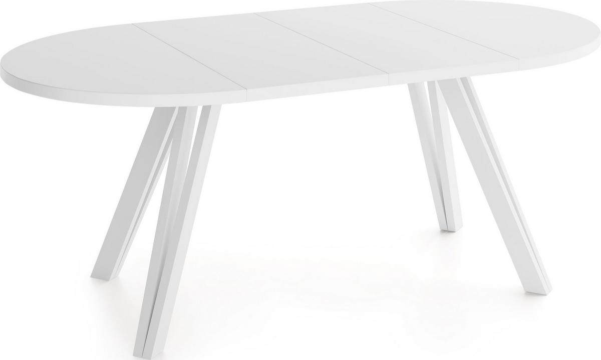 ESSTISCH Ravero runder ausziehbarer, Weiß 100-180/100/77 cm - Weiß, Holz/Holzwerkstoff (100/180/76.5cm) - WFL GROUP