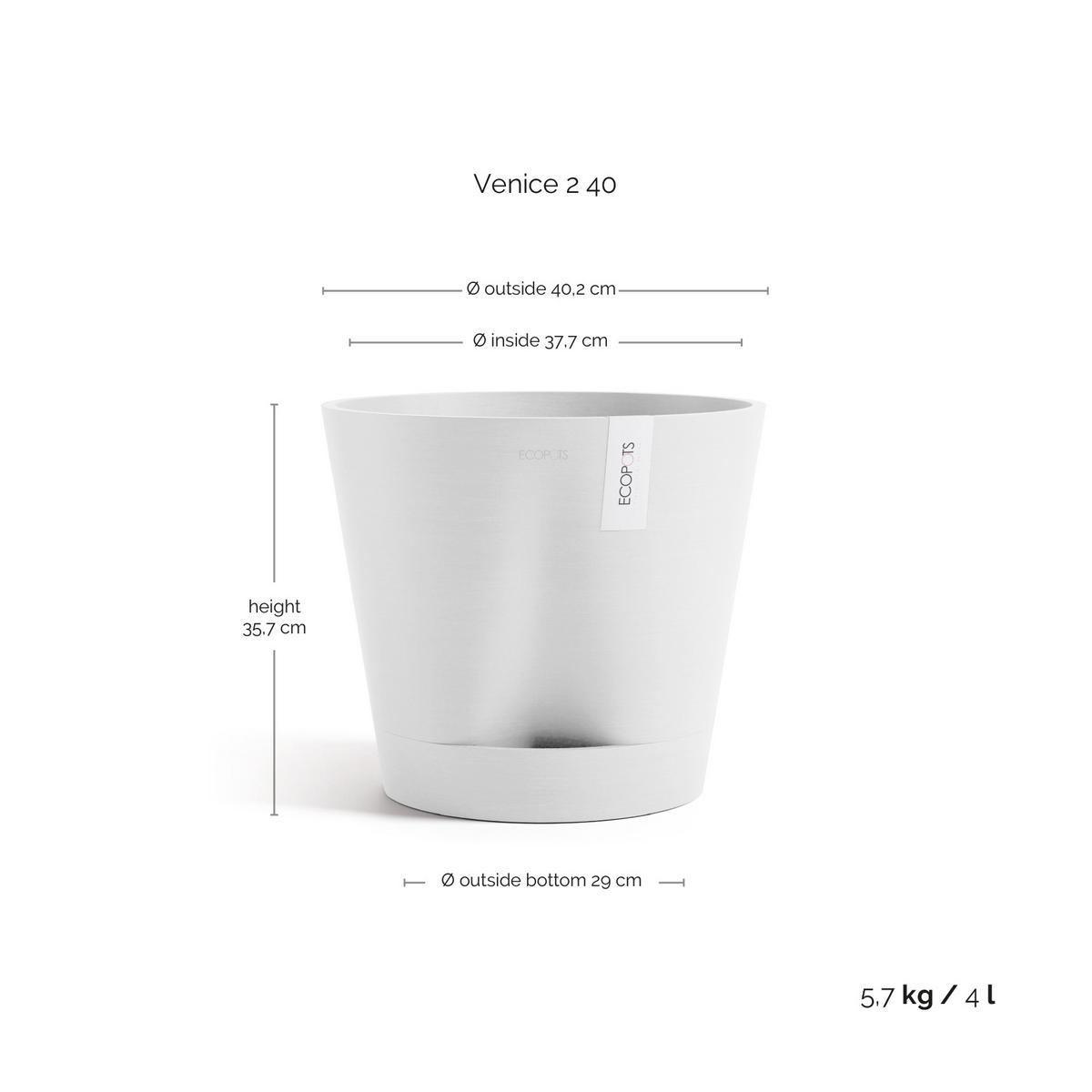 BLUMENTOPF Venice 40,2/35,7 cm Weiß - Weiß, Kunststoff (40.2/35.7cm) - Ecopots
